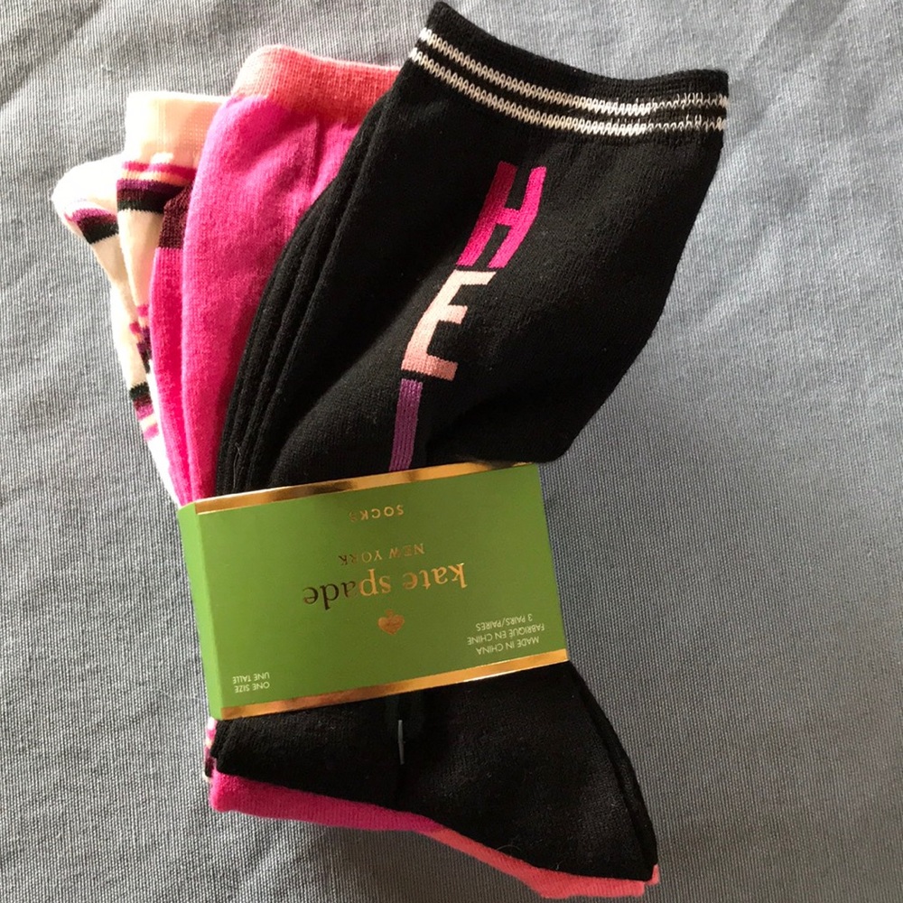 NWT Kate Spade set of 3 cute printed crew socks